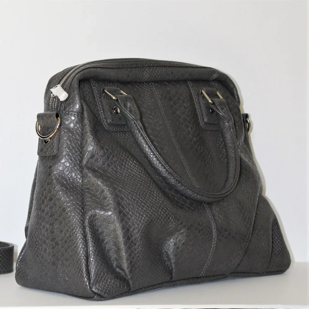 Jewel by Thirty-One NWOT Gray Reptile Embossed PU Satchel - Picture 3 of 10